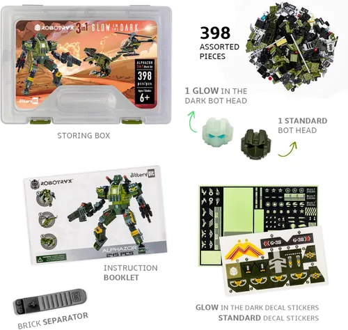 Vista 5 de JITTERYGIT Conjunto de juguetes de regalo con mech de robot del ejército, helicóptero militar creativo STEM, kit de bloques de construcción