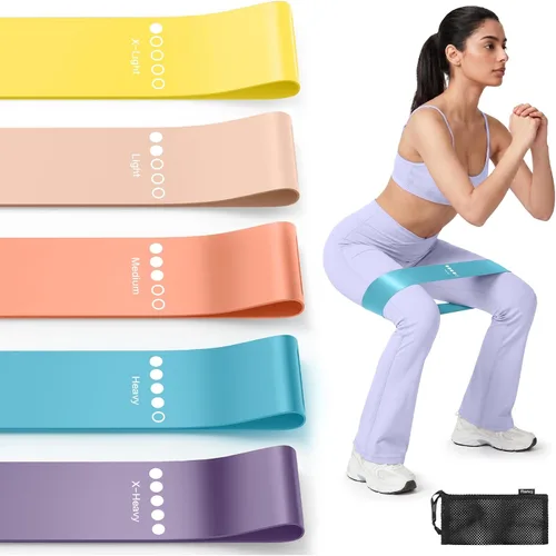 Vista 8 de Resistance Bands for Working Out, 5-Pack Elastic Loop Exercise Bands for Strength Training Stretching, Home Gym Equipment for Pilates Yoga Physical