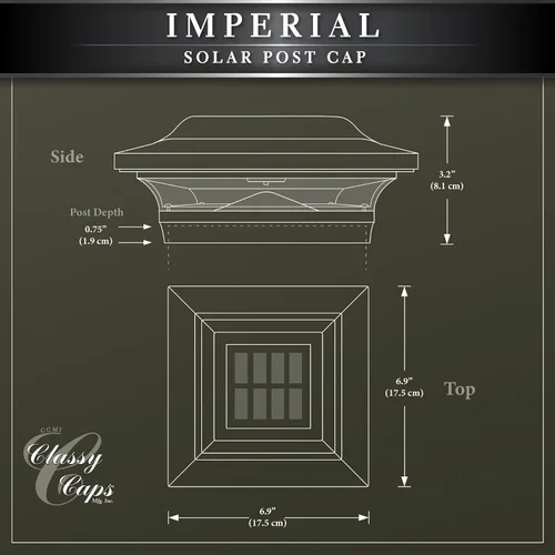 Vista 9 de Classy Caps Tapa de poste solar imperial de 5 x 5 pulgadas, se adapta a postes de cubierta y valla de 5 x 5 pulgadas, aluminio fundido blanco, modos