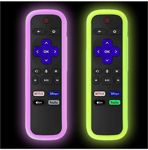 Vista 12 de Funda protectora de silicona para control remoto de Roku Funda universal para control remoto Roku de TCL Hisense con rastreador, luz en la Azul