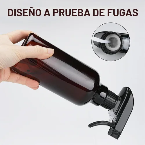 Vista 4 de Botellas de plástico de spray de 16.9 oz/500 ml, paquete de 2, ámbar