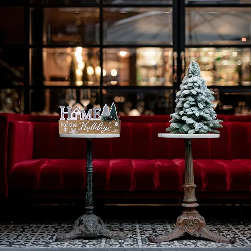 Vista 6 de Bloques de señalización navideña de madera, decoración de mesa con cita para el hogar, señal de bloque de centro de mesa de Navidad con copo