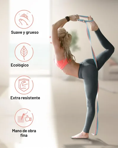 Vista 3 de Tumaz Yoga Strap for Stretching with Adjustable D-Ring, 6/8/10 ft 01. Caramelos