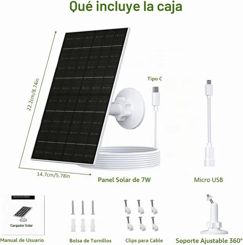 Vista 2 de Zivif Panel solar de 7 W para cámaras Arlo Essential 2K, XL y Spotlight 1 Paquete