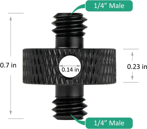 Vista 4 de Adaptador de tornillo de trípode de 1/4 macho a 1/4 macho con agujero 1/4 tornillo soporte de cámara para cámara, trípode, soporte de micrófono