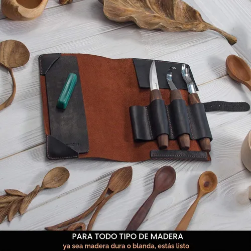 Vista 8 de BeaverCraft Kit de Herramientas para Tallar Cucharas de Madera S14x Deluxe - Juego de Herramientas de Tallado incluye Cuchillo de Tallado de Madera