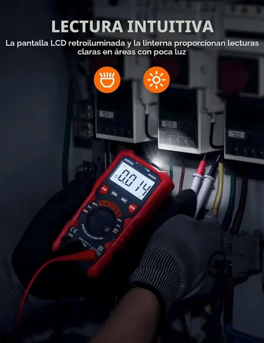 Vista 6 de Multímetro digital AstroAI, TRMS 4000 cuentas, rango automático, prueba de batería