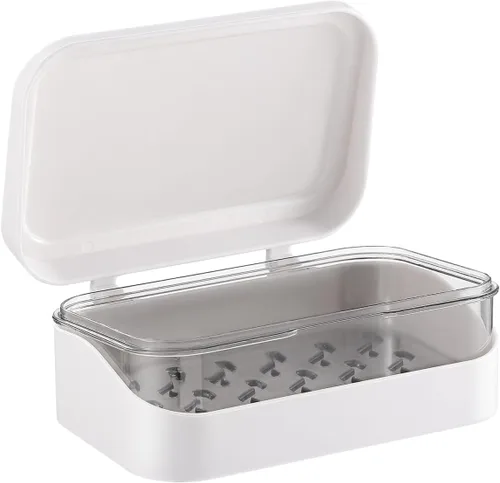 Vista 10 de DOITOOL Soporte para jabón con tapa, barra de jabón, contenedor y protector para baño, cocina, fregadero, ducha, bañera, caja abatible con drenaje