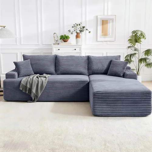 Vista 29 de Sofá modular Cloud de 108 pulgadas, moderno sofá deshuesado con otomana móvil, sofá modular de asiento profundo, sofás esquineros de pana para sala