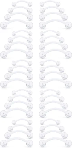 Vista 4 de Ruifan - Aretes de acrílico transparente para piercing, curvos, tipo mancuerna, para lengua con ojos de serpiente, 10 piezas, calibre 14