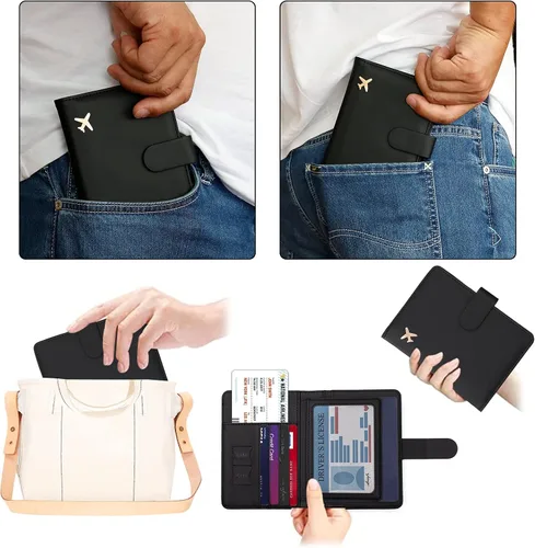 Vista 7 de Melsbrinna - Funda para pasaporte, ranuras para tarjetas, bonita funda para pasaporte para mujeres/hombres, resistente al agua con bloqueo RFID