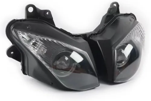 Vista 12 de Ensamble de lámpara de faro delantero para motocicleta compatible con Yamaha YZF600 R6 2006 2007 06 07 YZF-R6 Faro frontal transparente para moto