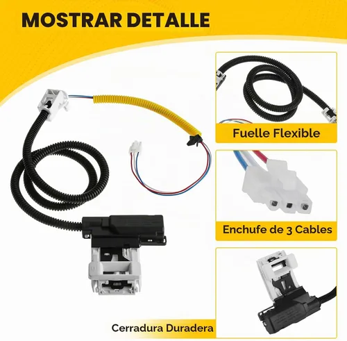 Vista 2 de W11307244 W10682535 Reemplazo del interruptor de bloqueo de la tapa de la lavadora (3 cables)