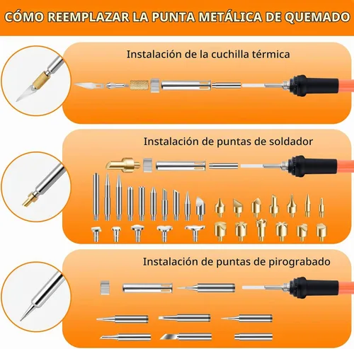 Vista 4 de Ninonly - Kit de combustión de madera, 130 piezas, herramienta para quemar madera