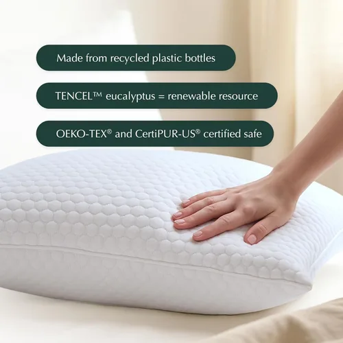 Vista 6 de Buffy Cloud Cooling Pillow - Almohada de espuma ajustable de 2ª generación, hielo frío toda la noche, certificado CertiPUR-US®, funda lavable