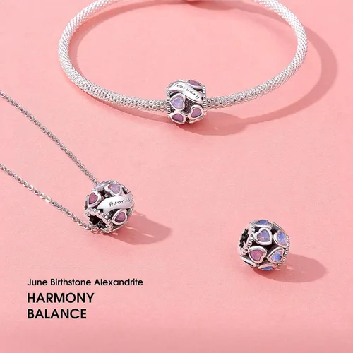 Vista 5 de NINGAN Juego de ofertas dijes de piedra natal y dije de mariposa de flor de rosa, Plata