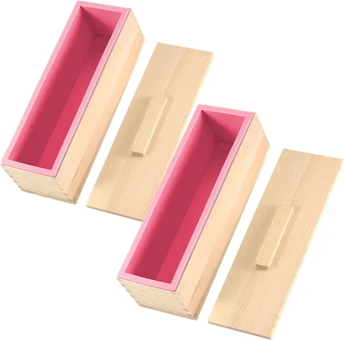 Vista 20 de ZOENHOU Paquete de 2 moldes de jabón azules de 42 onzas con 2 tapas, kit de moldes de silicona rectangulares flexibles para hacer jabón con caja
