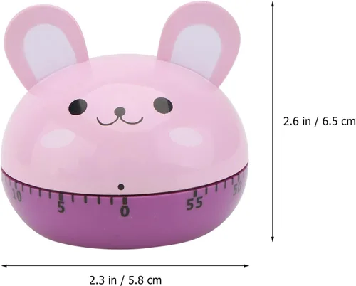 Vista 2 de Luxshiny Mechanical Cartoon Kitchen Timer Rabbit Shape, Wind-up Household Cooking Timer, Battery-Free Countdown Reminder for Time Management and
