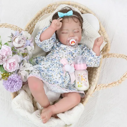 Vista 4 de KSBD Muñecas realistas de bebé recién nacido, niña de 20 pulgadas durmiendo recién nacida con cuerpo suave y pesado, regalo de Navidad y cumpleaños