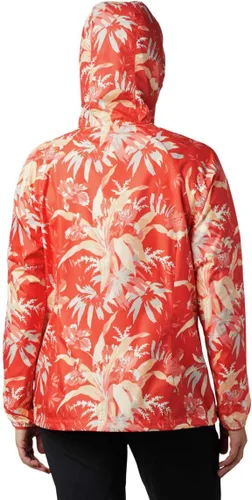 Vista 3 de Columbia Cortavientos con estampado Side Hill para mujer, naranja intenso magnolia floral, talla XL