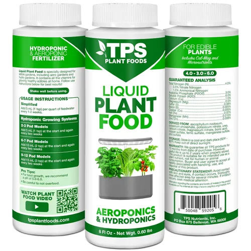 Vista 2 de Alimento líquido para plantas para uso en AeroGarden, iDOO y sistemas de cultivo hidropónico, fertilizante líquido 8 oz (250mL)
