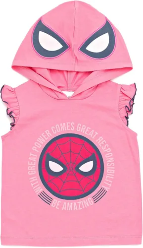 Vista 2 de Marvel Spider-Man Big Girls Cosplay Tank Top Dolphin Active y French Terry Shorts 14-16, Spider-man