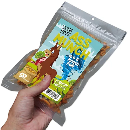 Vista 8 de Ass Munch Spicy Trail Mix - Divertido diseño de burro - Regalo de Navidad para marido - Regalos comestibles para hombres - Mezcla picante, fabricado