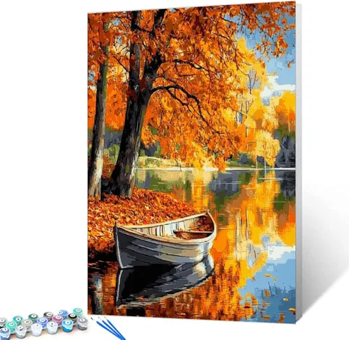 Vista 11 de Tucocoo Pintura enmarcada de árbol en forma de corazón por números para adultos principiantes, campo de rosas rojas al atardecer, kit de pintura