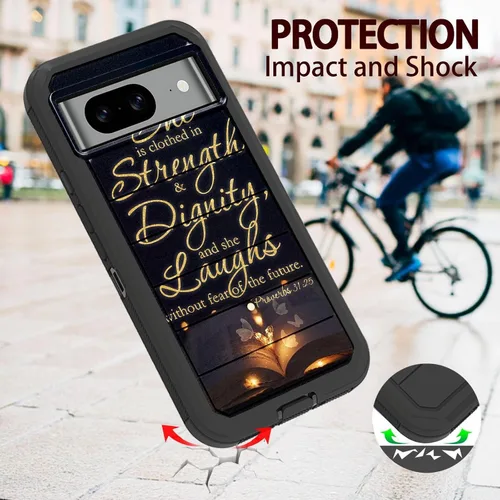 Vista 3 de Diseñada para Pixel 8 de 6.2 pulgadas, resistente, resistente y duradera, a prueba de golpes, híbrida de doble capa, funda protectora de doble capa