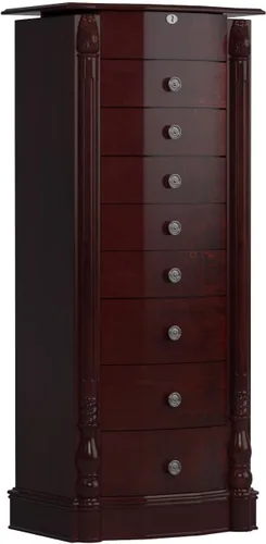 Vista 24 de Hives and Honey Florence Jewelry Armoire - Organizador de almacenamiento de joyas con 8 cajones forrados de fieltro, espejo de tocador, rollos