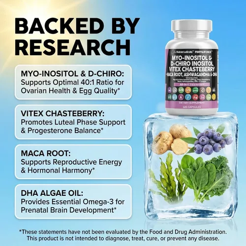 Vista 3 de Clean Nutraceuticals Myo-Inositol & D-Chiro Inositol 2050mg Suplemento de Fertilidad Proporción 40:1 - Vitaminas Prenatales para Mujeres