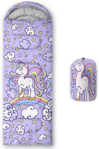 Vista 25 de Axolotl Saco de Dormir de Unicornio para Niños y Niñas – Sacos de Dormir Ligeros Cálidos para Clima Frío, Saco de Dormir Portátil Impermeable