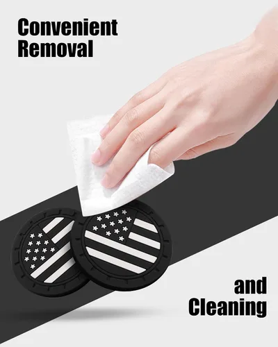 Vista 5 de 4 paquetes de posavasos para coche, portavasos universales con bandera americana de silicona antideslizante, accesorios para el interior del coche