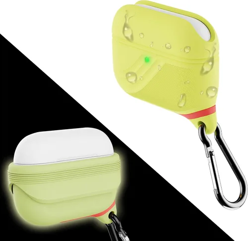 Vista 12 de HALLEAST Funda impermeable para AirPods Pro 3, LED frontal visible y compatible con carga inalámbrica, funda protectora de silicona compatible