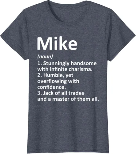 Vista 57 de MIKE Definition - Camiseta divertida para regalo de cumpleaños con nombre personalizado, Negro, S