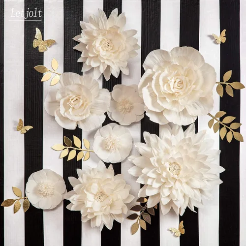 Vista 6 de Juego de hojas de papel, decoración de flores doradas para calcomanías, árbol genealógico, fotos, pared, manualidades, hojas, purpurina, mariposa