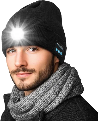 Vista 8 de Bluetooth Beanie with Light, LED Beanie with Built-in Speaker and Microphone, Unique Gifts for Men Women