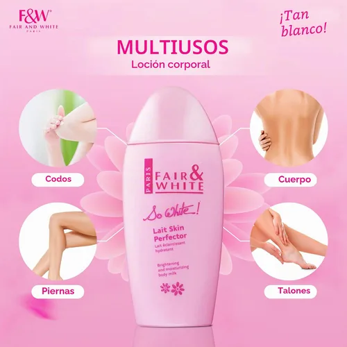 Vista 4 de Fair & White : blanco iluminador y leche corporal hidratante 16.9 onzas líquidas.