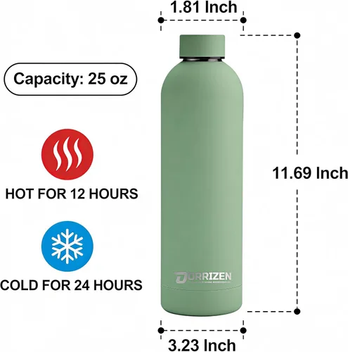 Vista 4 de Botella de agua aislada de acero inoxidable de 25 onzas, botella deportiva de boca estrecha, botella de viaje al vacío de doble pared, a prueba