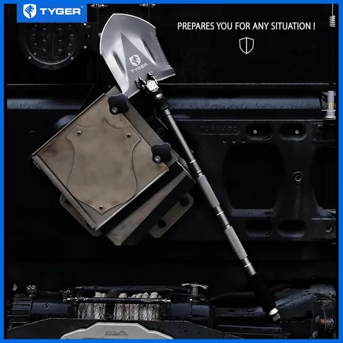 Vista 8 de Tyger Auto - Pala plegable militar de supervivencia de alta resistencia TG-SV8U3217, multiherramienta compacta de 16 en 1, pala de campamento
