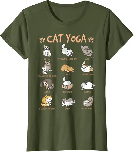 Vista 82 de Cat Yoga Poses Cats Practicing Mindfulness Meditación Kitten - Camiseta, Negro, S