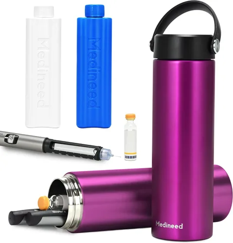 Vista 9 de Medineed Estuche de viaje para insulina aprobado por la TSA, enfriador portátil de medicamentos con paquetes de hielo, organizador de viaje Negro