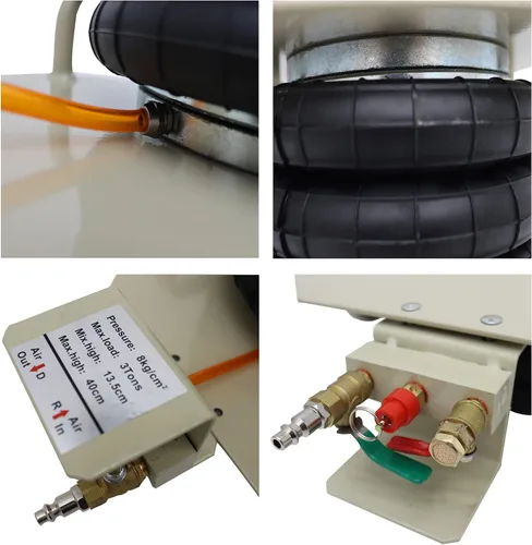 Vista 6 de 3 toneladas triple bolsa de aire Jack horizontal Jack inflable Jack con mango corto para reemplazo de neumáticos de vehículos de reparación