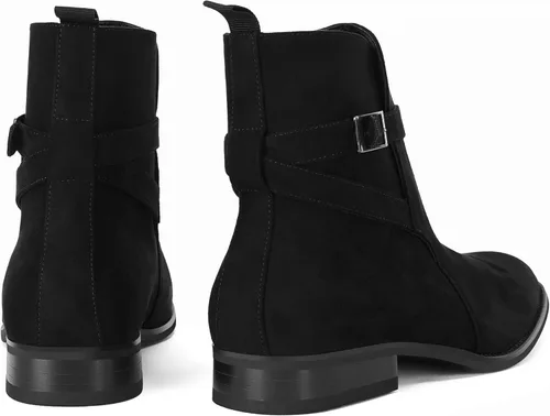 Vista 6 de Botas Chelsea para hombre, zapatos de vestir con correa de hebilla, botines cómodos para caminar
