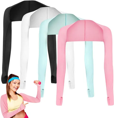 Vista 8 de PHOGARY, manguito de brazo con protección solar y UV, con enfriamiento, cómodo y transpirable, mangas anti-UV para mujer
