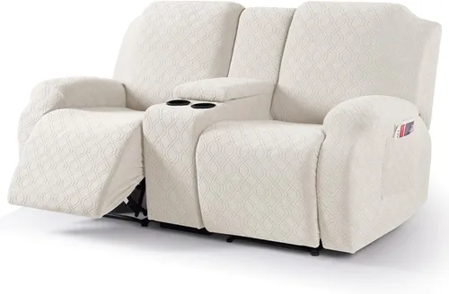 Vista 19 de VANSOFY Funda de sofá reclinable con consola central, funda elástica para sofá reclinable de 2 asientos, funda de sofá reclinable de jacquard