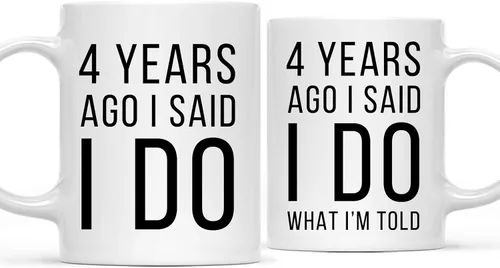 Vista 9 de Andaz Press Divertida taza de café de 11 onzas para parejas con texto en inglés "I Said I Do, I Said I Do What I'm Told", paquete de 2 con caja