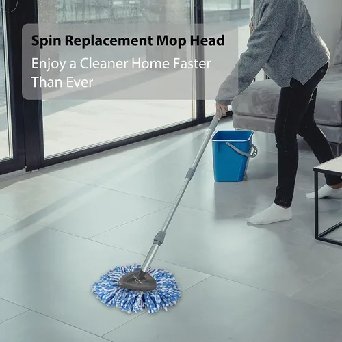 Vista 8 de Cabezal de repuesto para trapeador giratorio, paquete de 4 repuestos de fregona RinseClean con base compatible con mopa giratoria O-Cedar