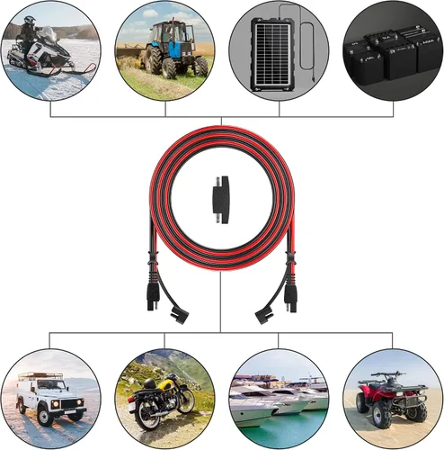 Vista 6 de OYMSAE Cable de extensión SAE, cable de desconexión rápida SAE de 6 pies 16 AWG a SAE, cable conector de extensión SAE para motor de arrastre