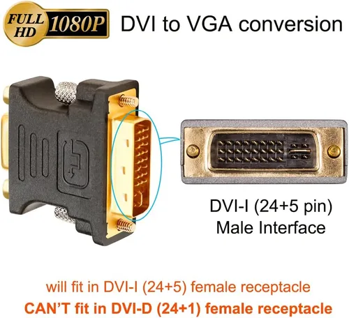Vista 6 de DTech DVI macho a VGA hembra adaptador de alta velocidad DVI-I24+convertidor de 5 puertos para HDTV, plasma, DVD y proyector